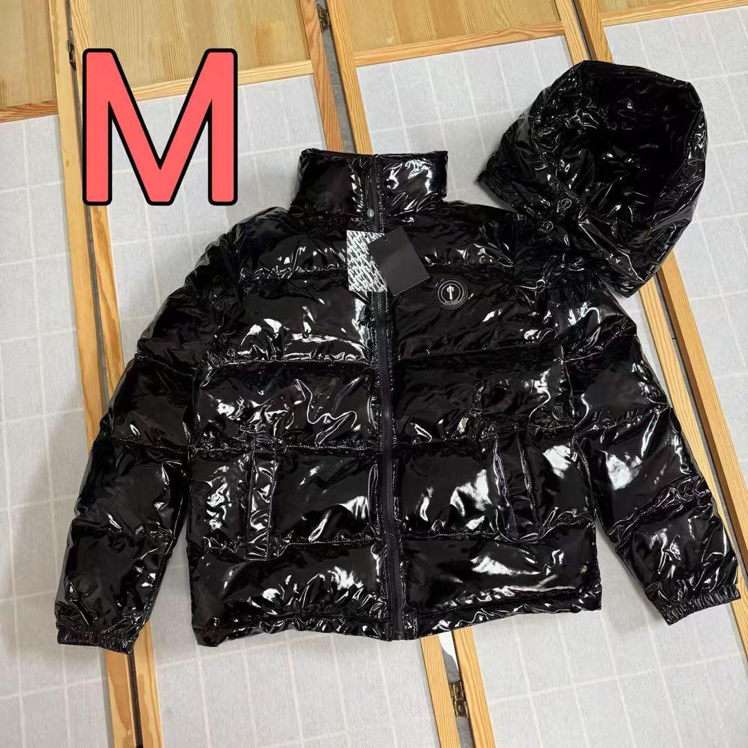 新品 TRAPSTAR 光沢ブラック ダウンジャケット Mサイズ u