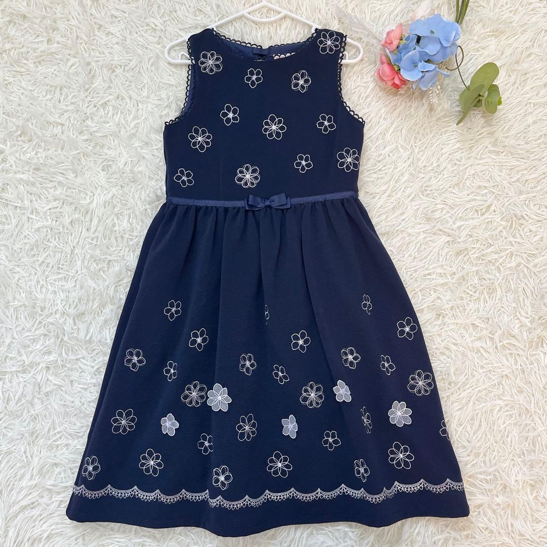 メゾピアノ 花柄刺繍ワンピース 120cm ニットボレロ Mドレスセット
