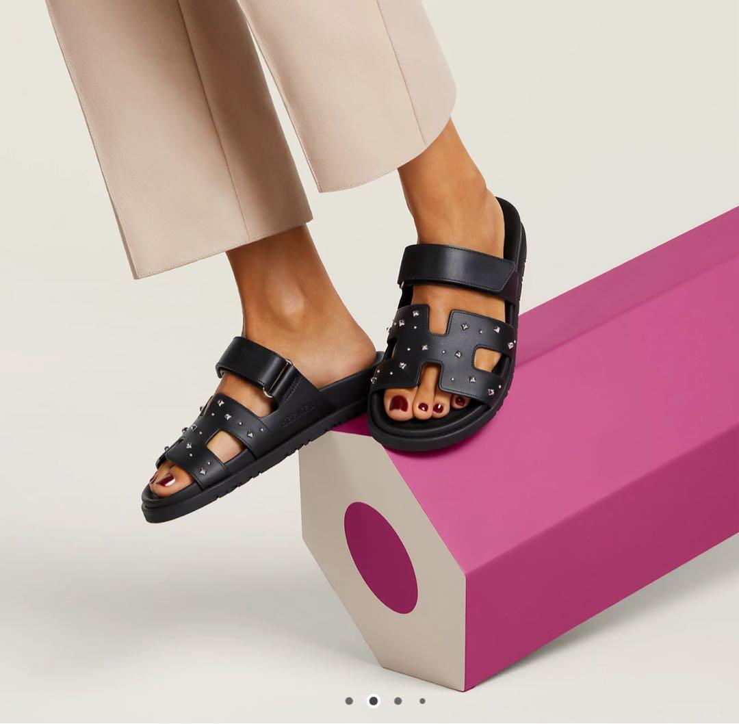 HERMES シプレ サンダル 黒スタッズ 38 2025新作