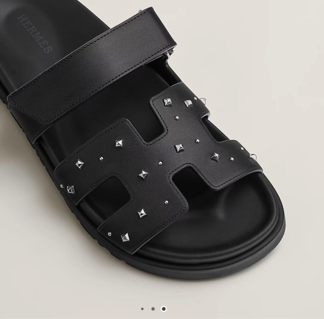 HERMES シプレ サンダル 黒スタッズ 38 2025新作