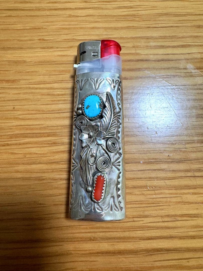 ビンテージ　ナバホ　Navajo ライターケース　ターコイズ　コーラル