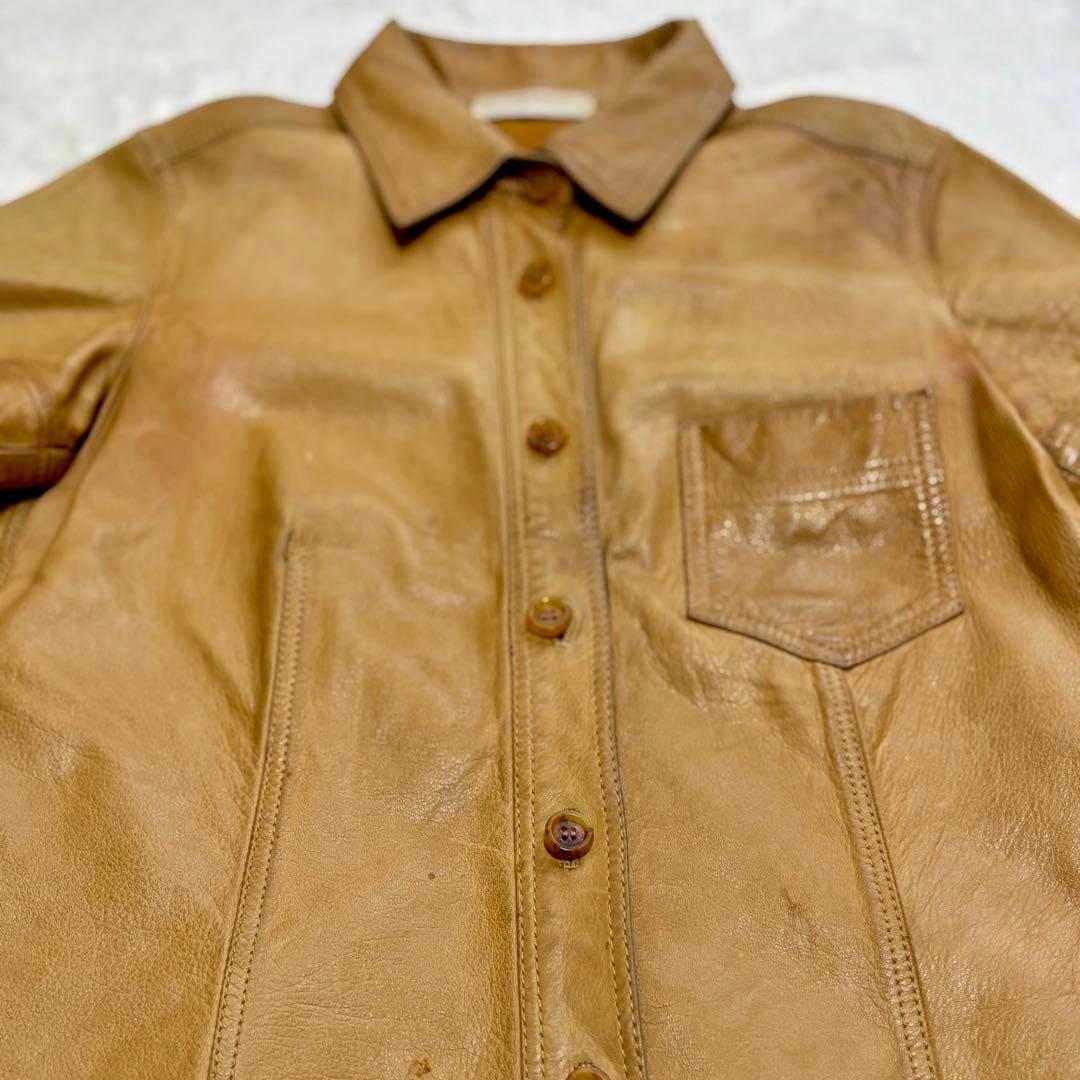 PRADA プラダ ヴィンテージ アーカイブ レザーシャツ キャメル カーフ
