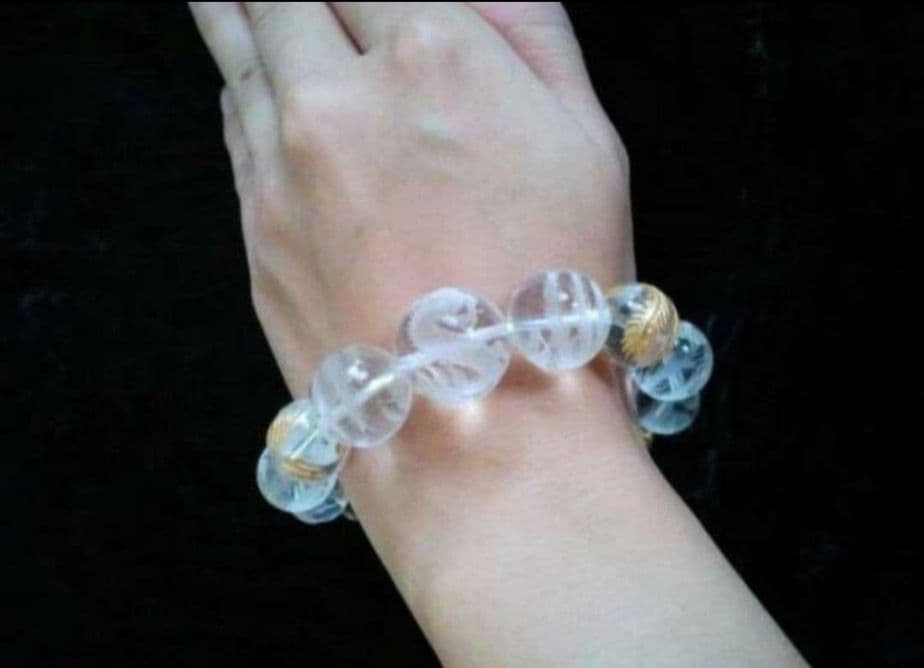 新品　運気金運上昇！水晶金手彫　風水龍、鳳凰ブレスレット　約10～19ミリ