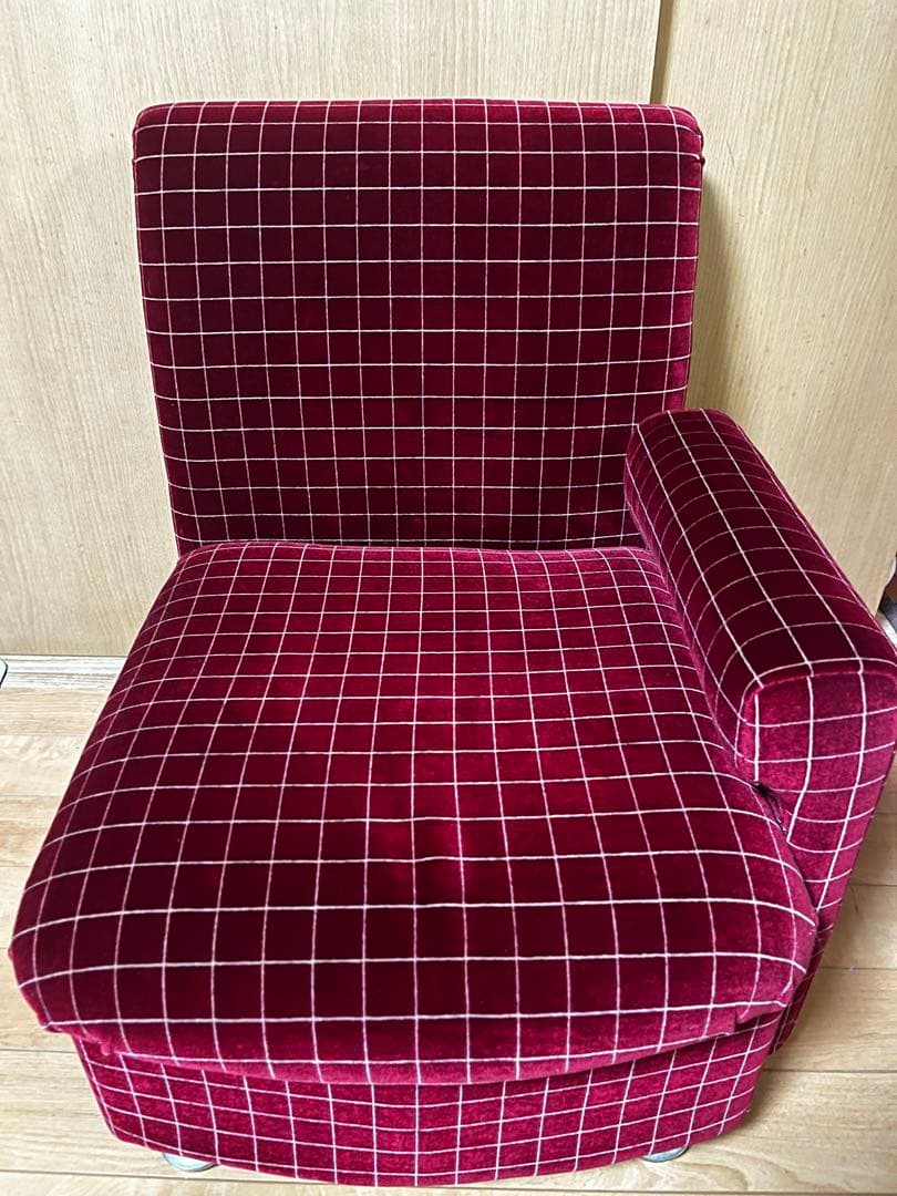 レトロなチェック柄ソファ（送料込み）おさるのジョージ