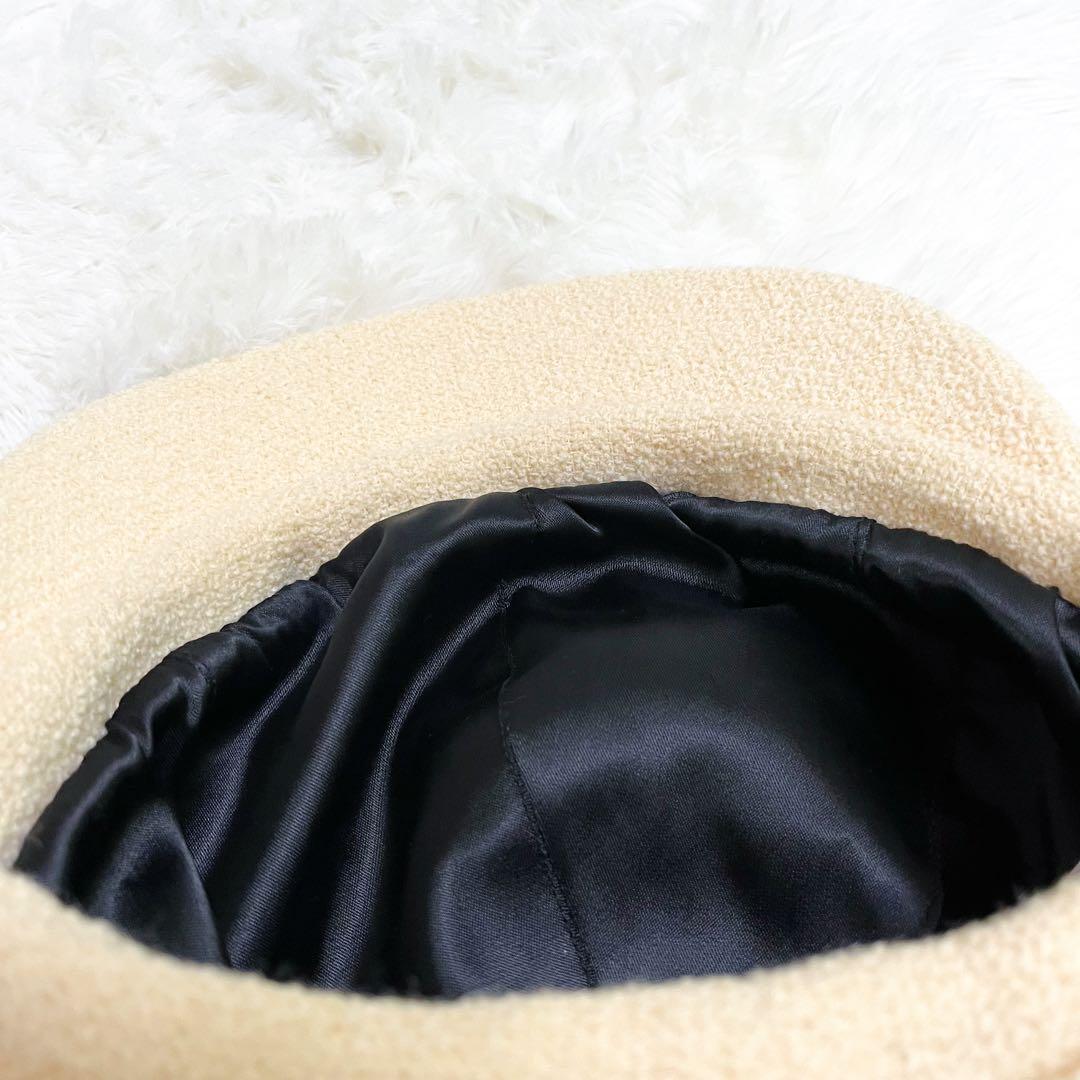 極美品 シャネル キャスケット ココマークプレート チェーン ウール