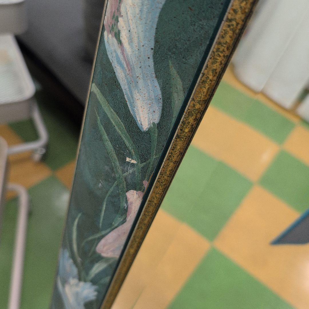 イタリア製 花柄スタンドミラー