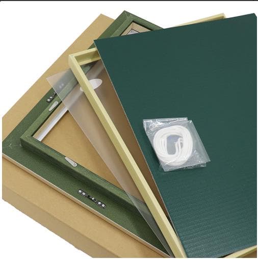 アクリル画　原画　「シロツメクサの咲くフィールド02」額縁付　F3キャンバス