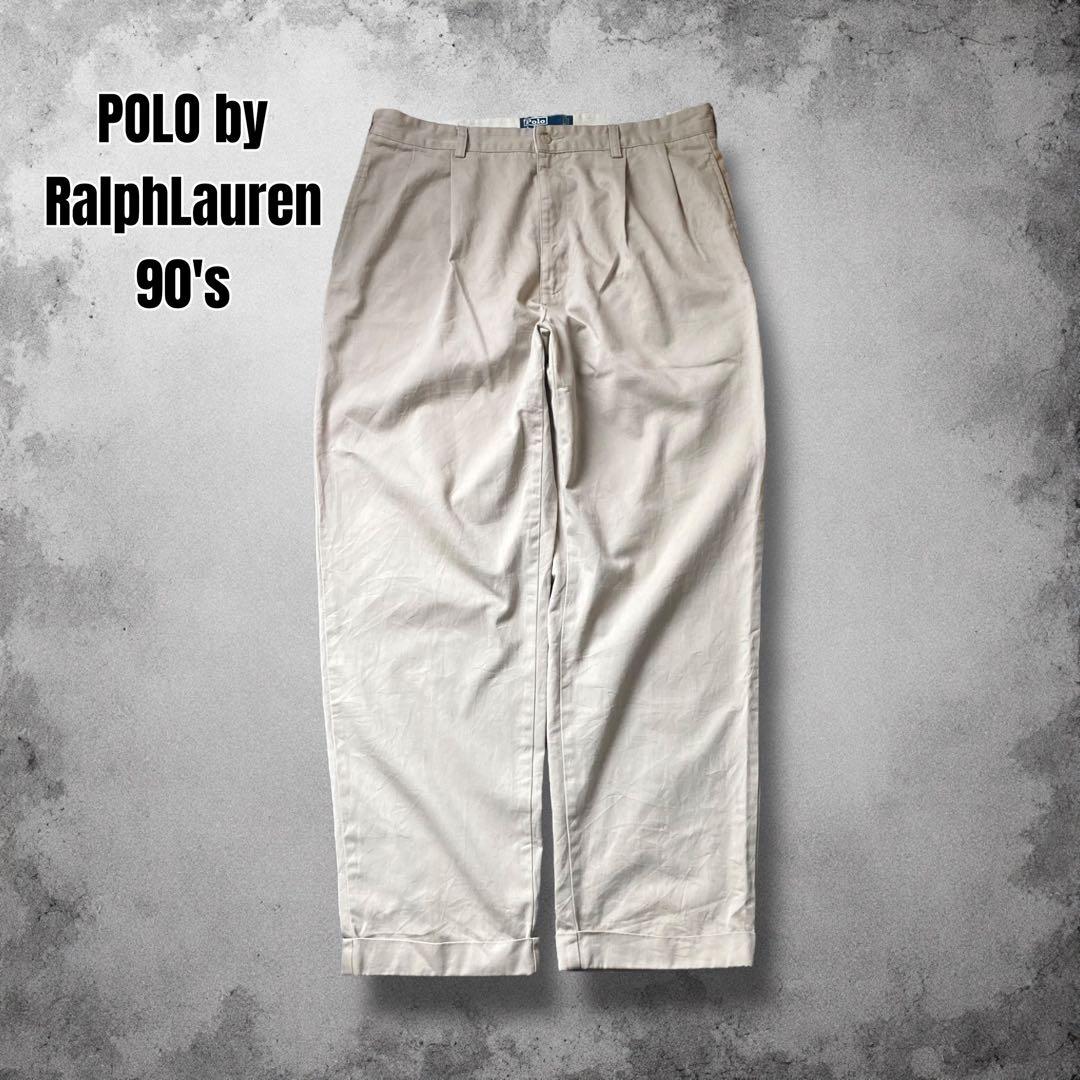 90s RalphLauren ツータックワイドチノトラウザー ポロチノ USA