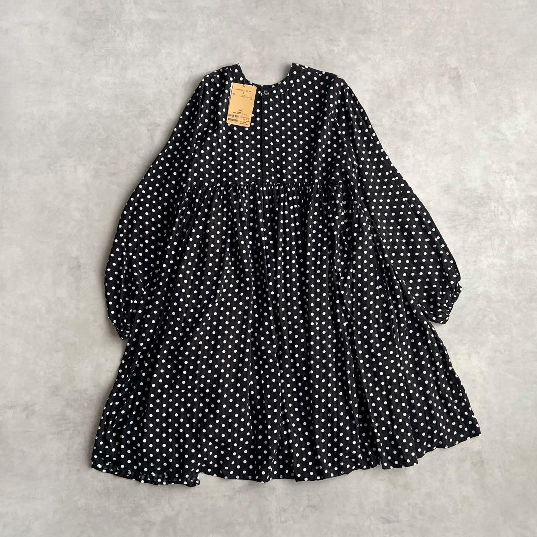 新品　BEARDSLEY ビアズリー　ドットギャザーチュニック　ブラック　F