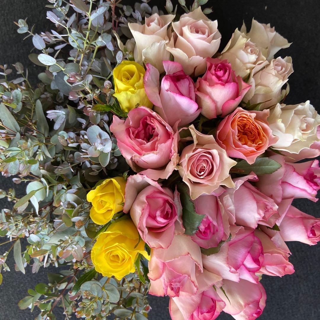 Pablok　薔薇75本 ユーカリ追加10本 ラッピング＆メッセージカード