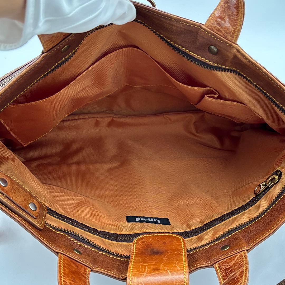 【希少】輪怐 LIN-KU ビジネスバッグ 2way ブリーフケース キャメル