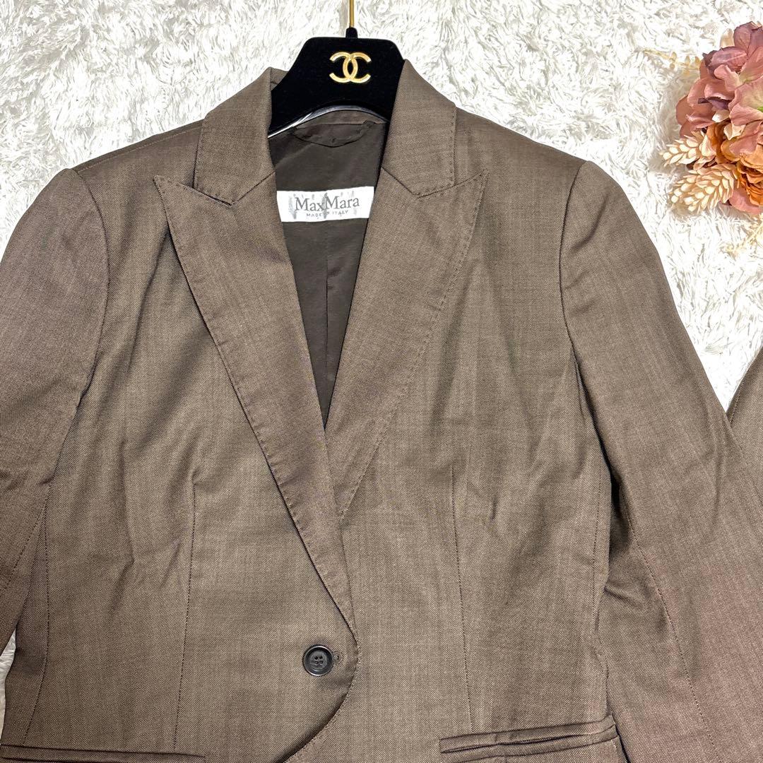 MAX MARA 高級 白タグ セットアップ スーツ フォーマル スカート 茶色