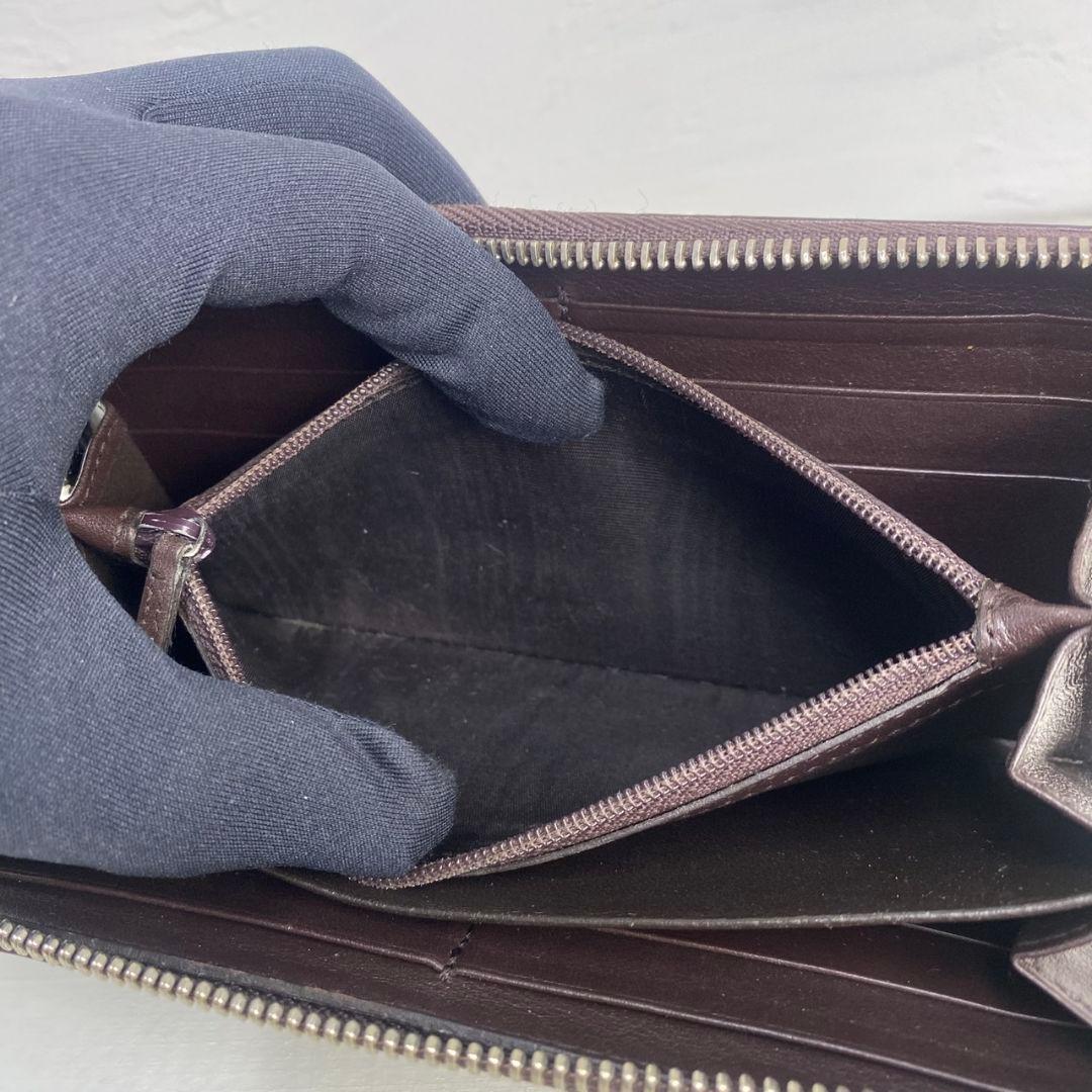 GUCCI ダークブラウン グッチシマ　ラウンドファスナー　長財布