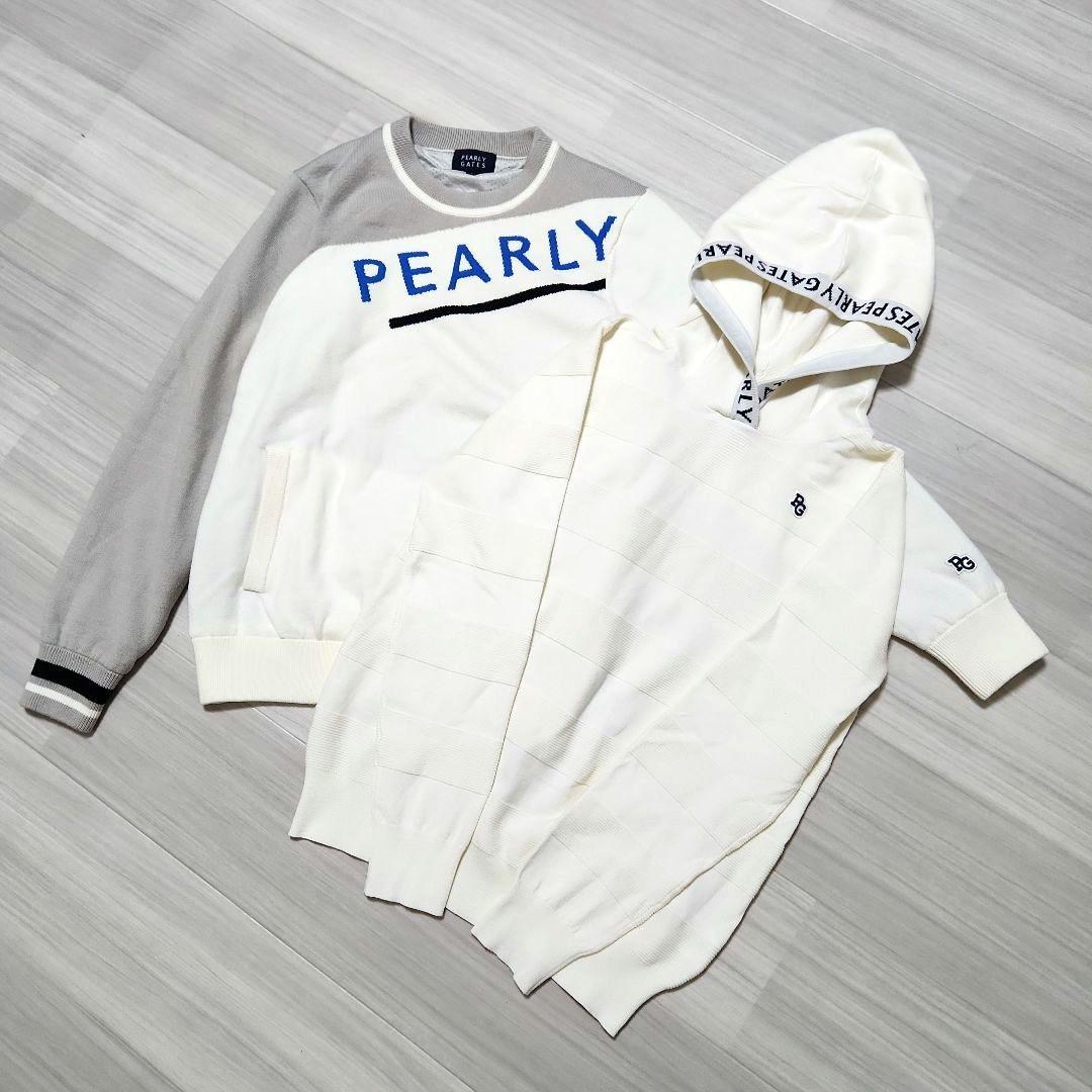 PEARLY GATES☆2023ストレッチ防風保温ボーダーツインニット1M白