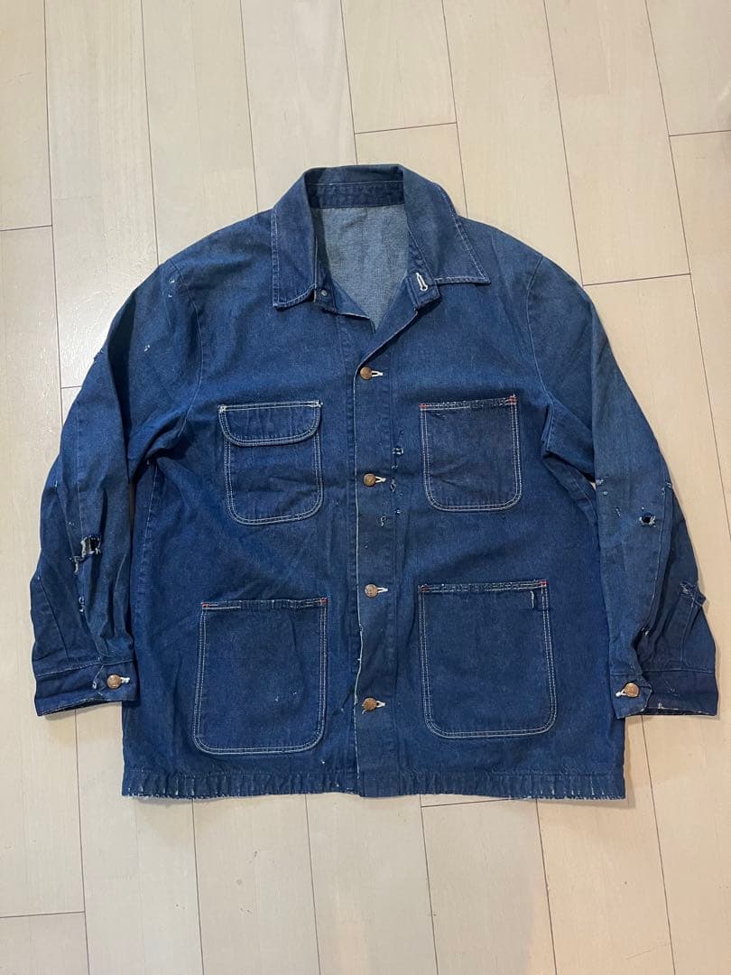 60s 70s デニム　カバーオール　ラングラー　濃紺