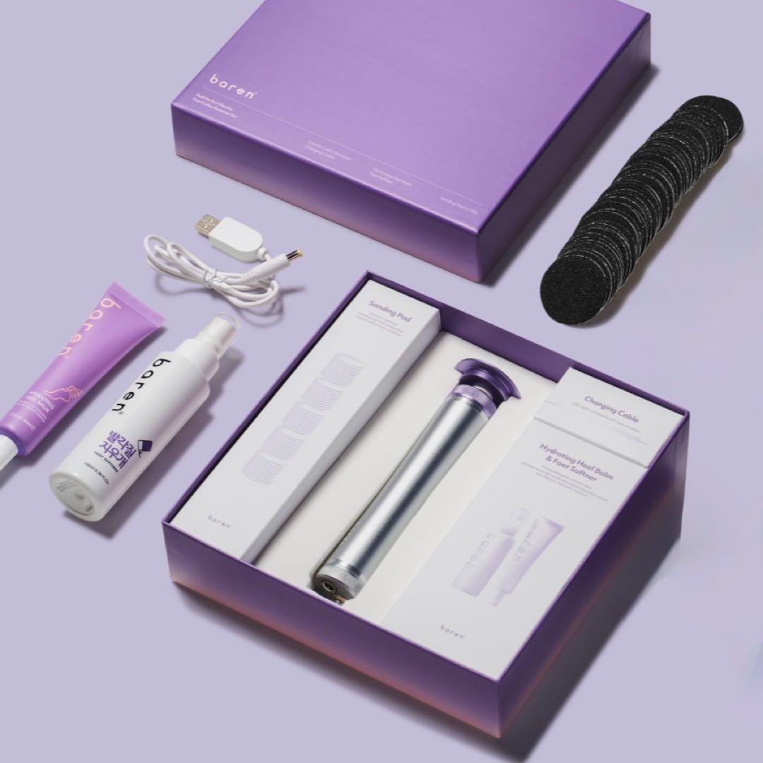 【BAREN】ペディパーフェクト 電動足角質除去器 パープルエディション