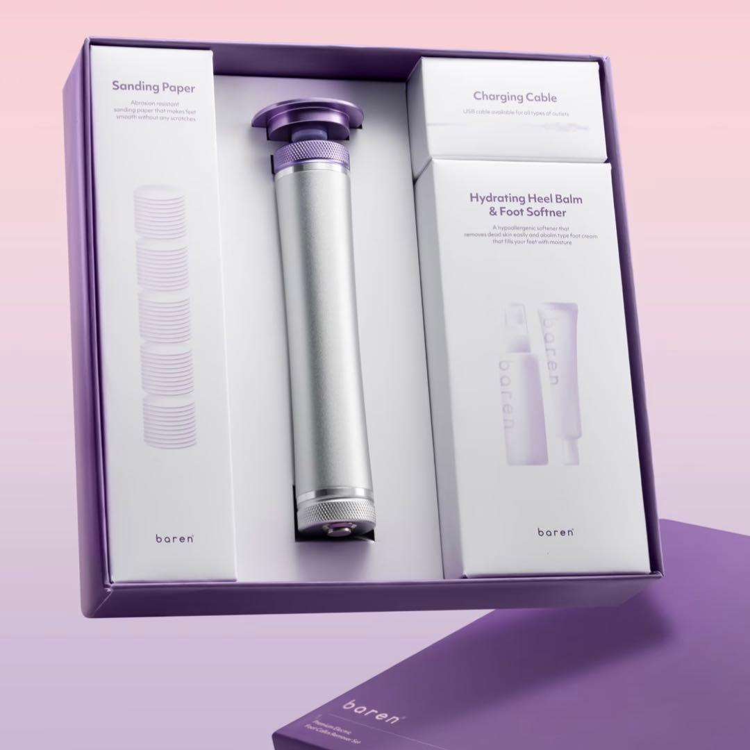【BAREN】ペディパーフェクト 電動足角質除去器 パープルエディション