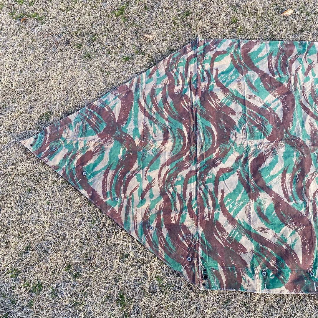 【超レア】フランス軍幕　パップテント　ハーフ　１枚　リザードカモ　ポール・ペグ付