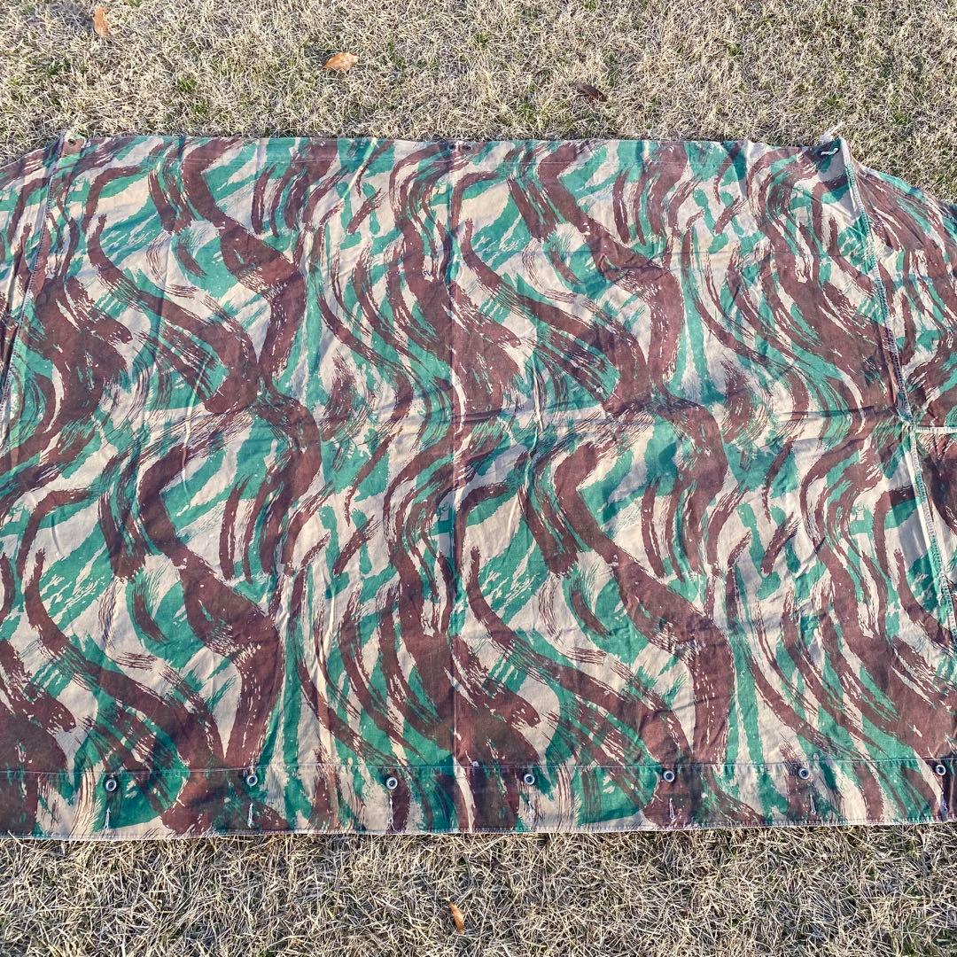 【超レア】フランス軍幕　パップテント　ハーフ　１枚　リザードカモ　ポール・ペグ付