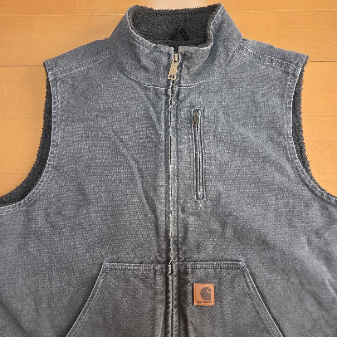 Carhartt ダックベスト XL 裏ボア　グレー　 状態良好