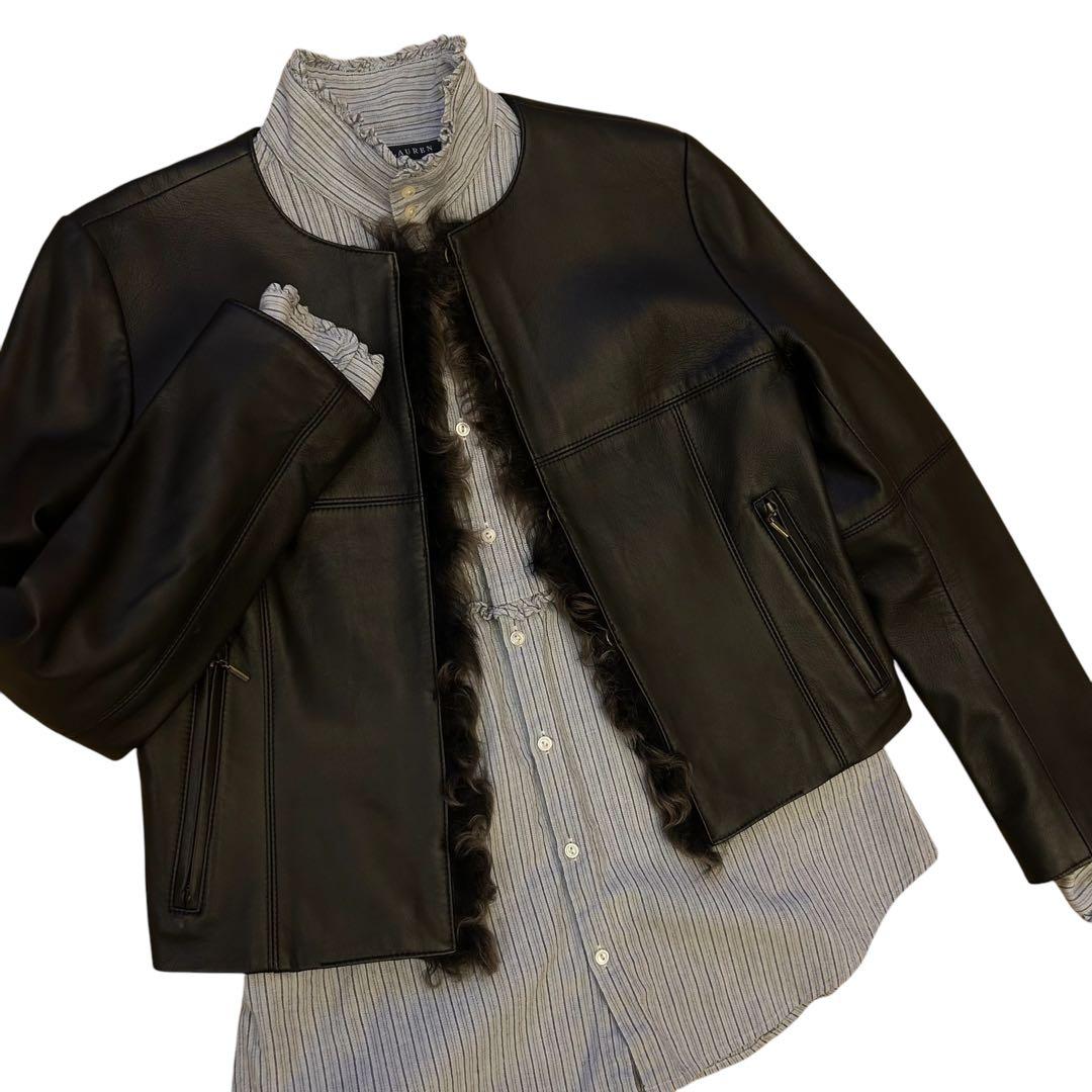 ★未使用★ EPOCA エポカ シングルレザージャケット ラムレザー ラムファー