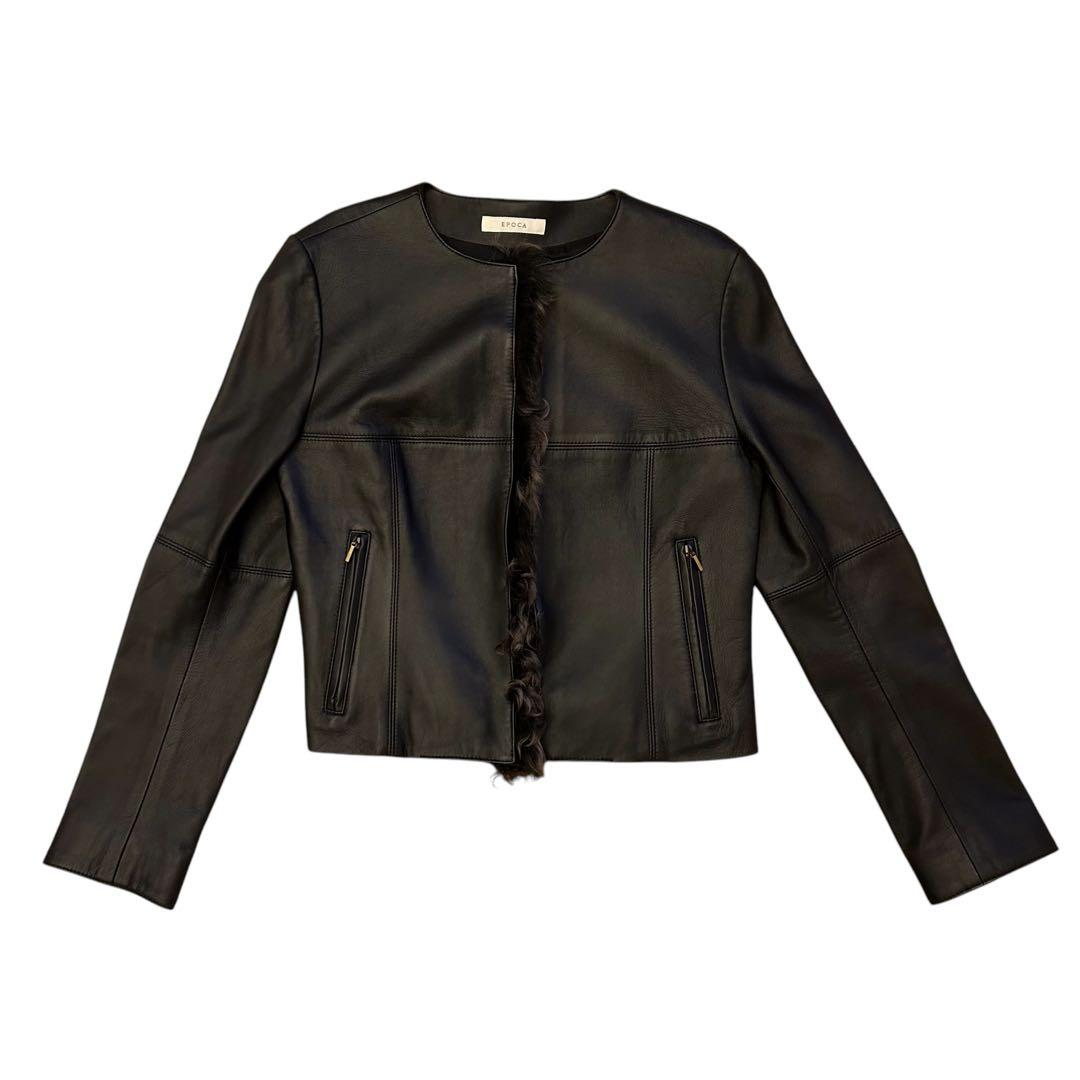 ★未使用★ EPOCA エポカ シングルレザージャケット ラムレザー ラムファー