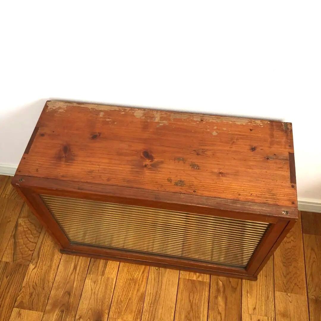 古家具　古道具　ガラス棚　ガラス戸　モールガラス　木枠