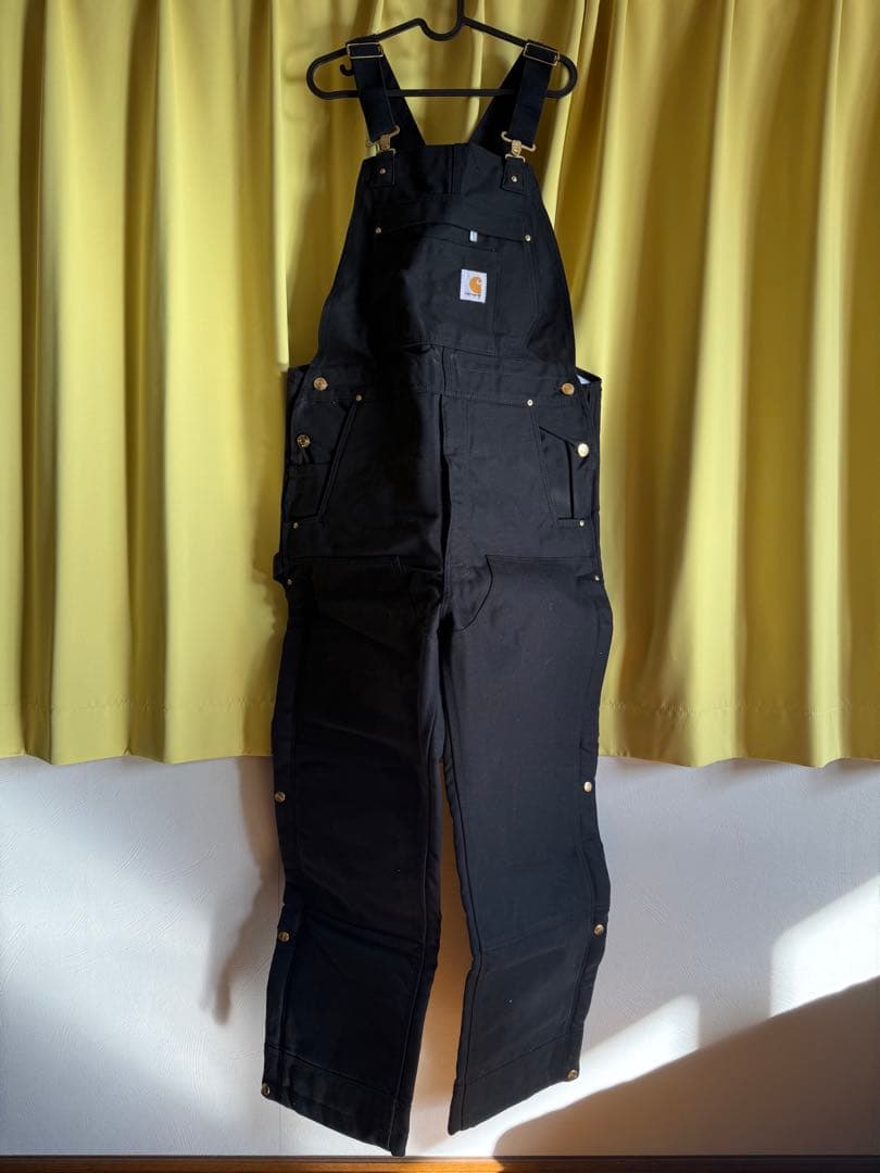 USカーハート ダブルニー オーバーオール キルティング ブラック