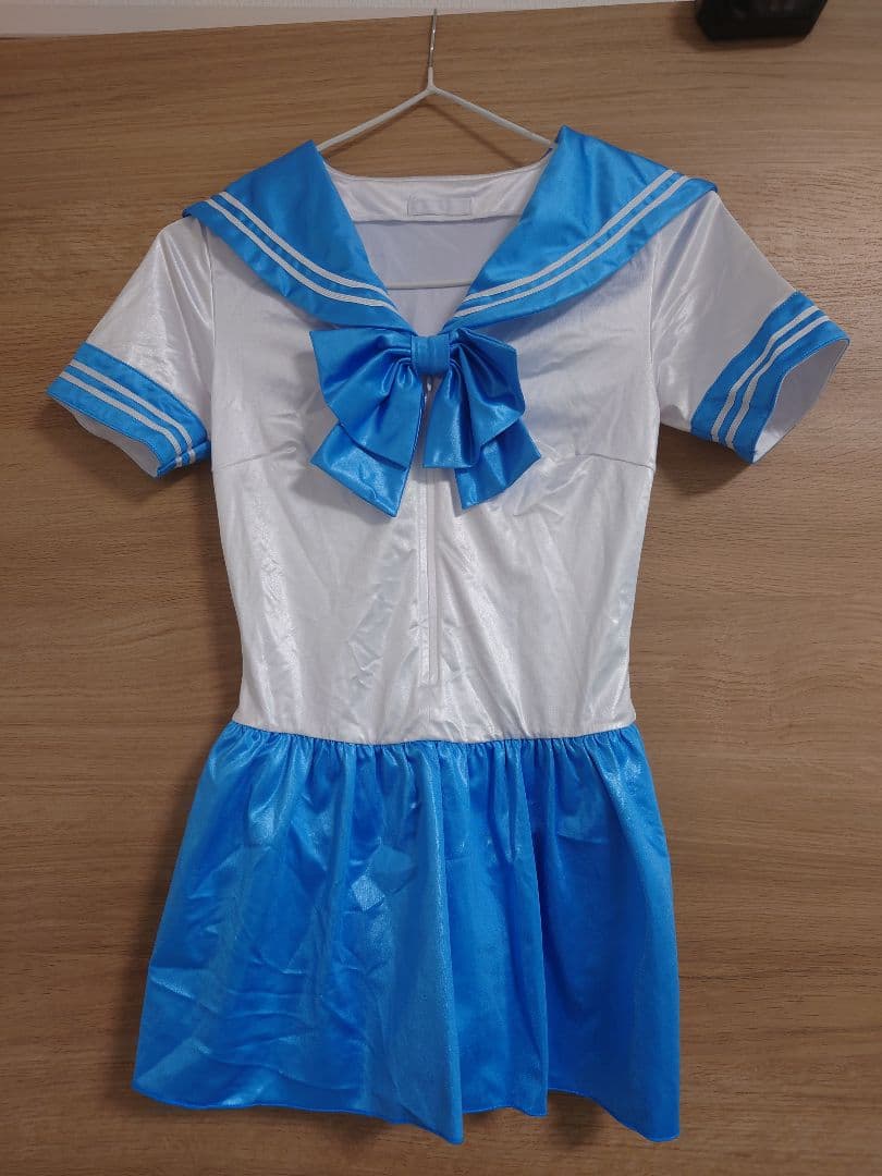 コスメイトオリジナル　スーパーウェット生地セーラーレオタード半袖　Mサイズ　水色