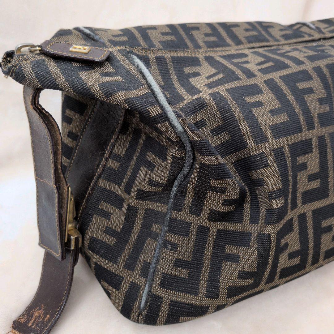 状態難 FENDI フェンディ ズッカ 柄バニティバッグ ブラウン 茶