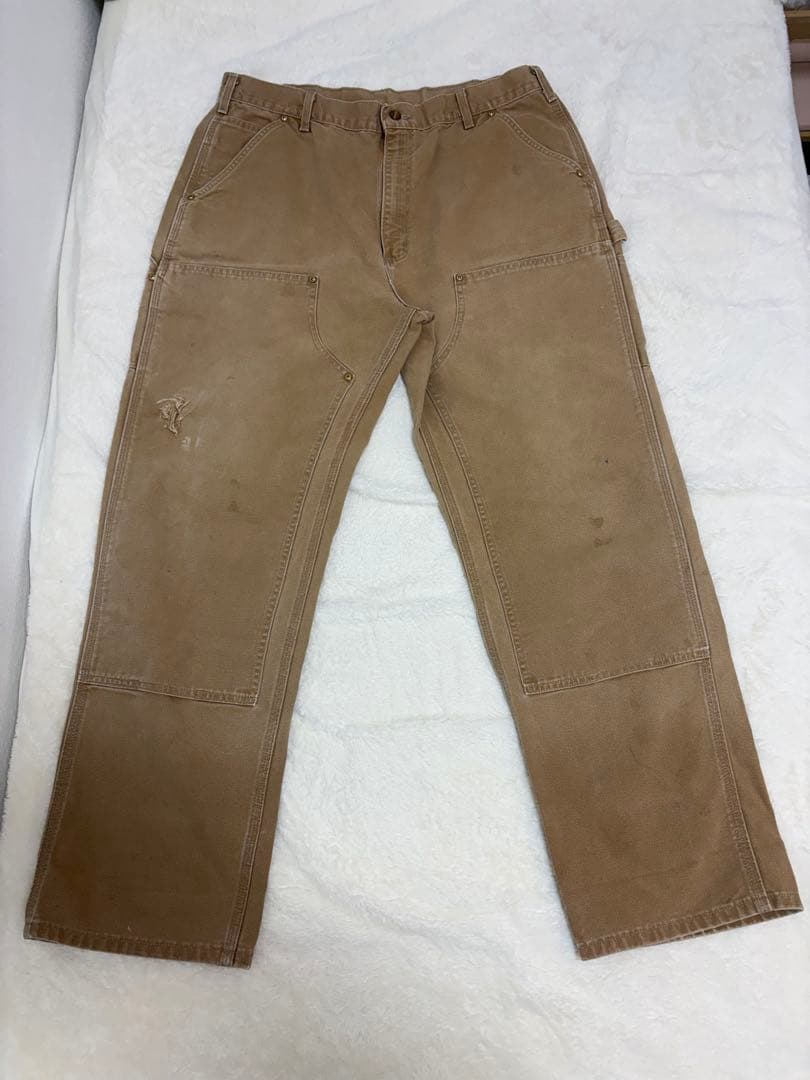 賀*内様 Carhartt ダブルニーUSA製 ブラウン W38 L32 ペイン