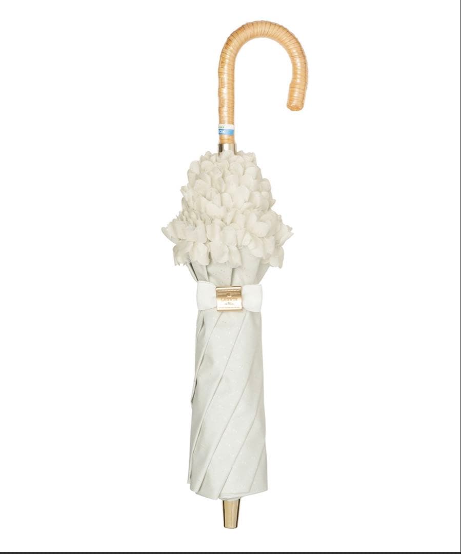 LANVIN en Blue 遮光 晴雨兼用折りたたみ日傘　ドビーフリル