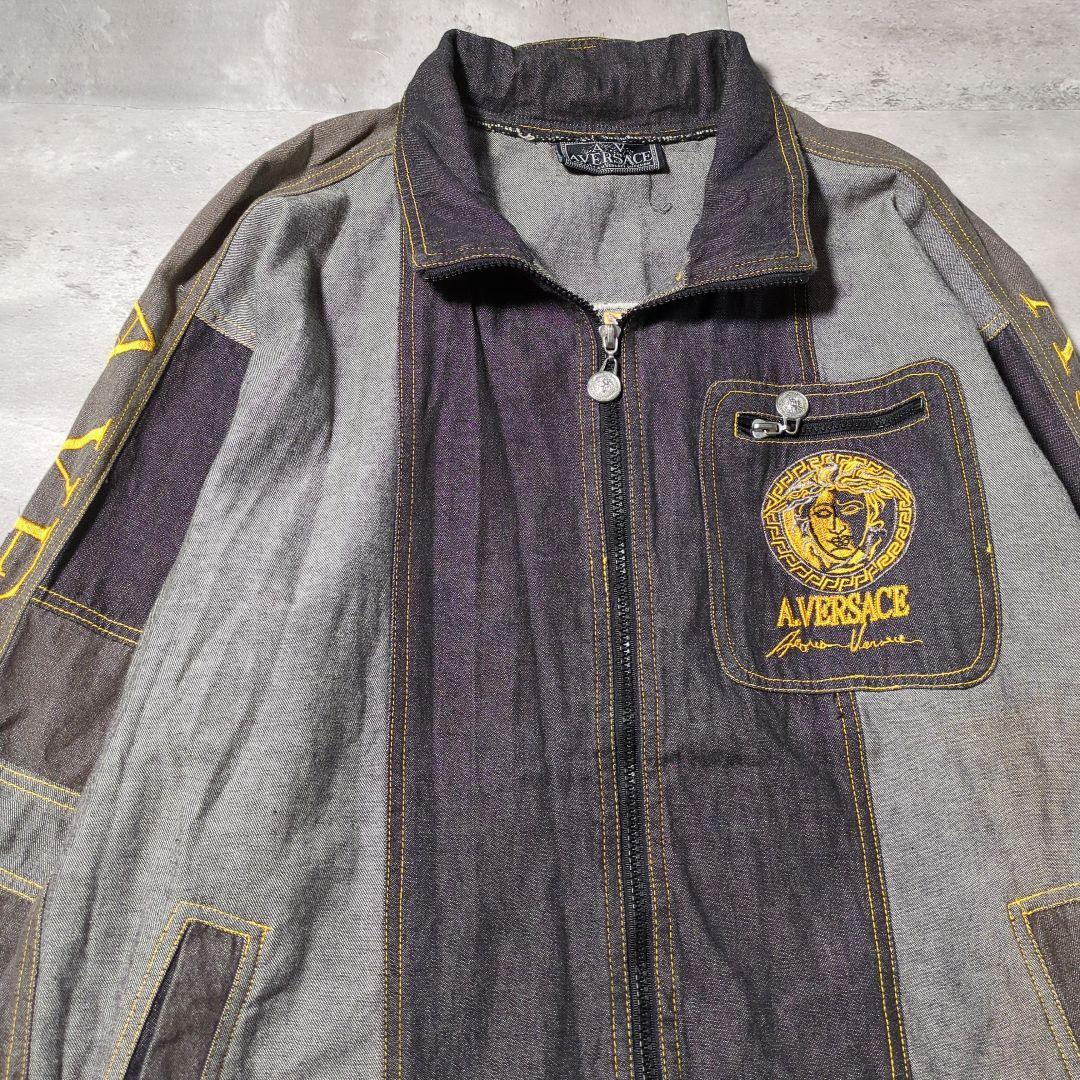 【90s_vintage】A.VERSACE シャンブレー刺繍Jacket