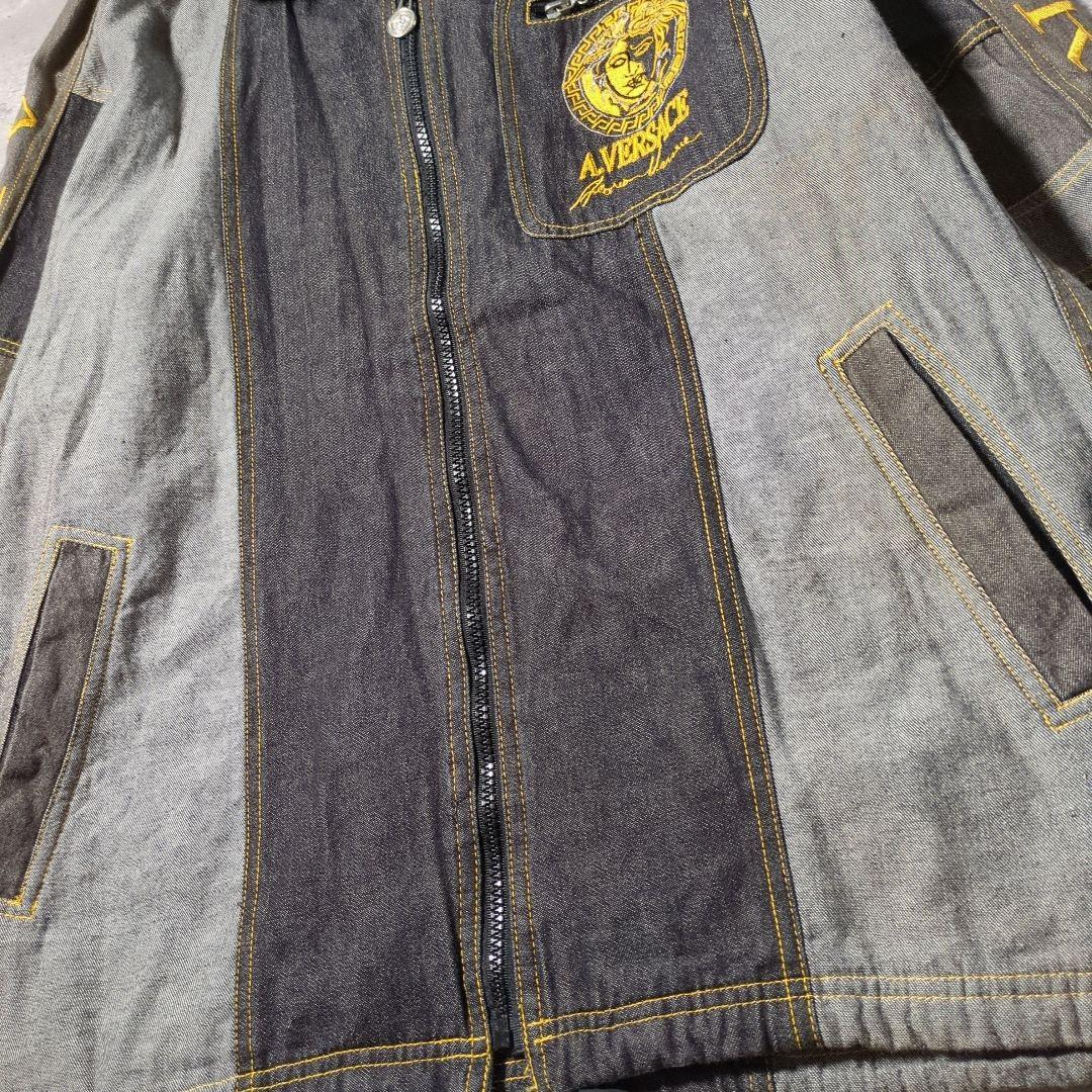 【90s_vintage】A.VERSACE シャンブレー刺繍Jacket