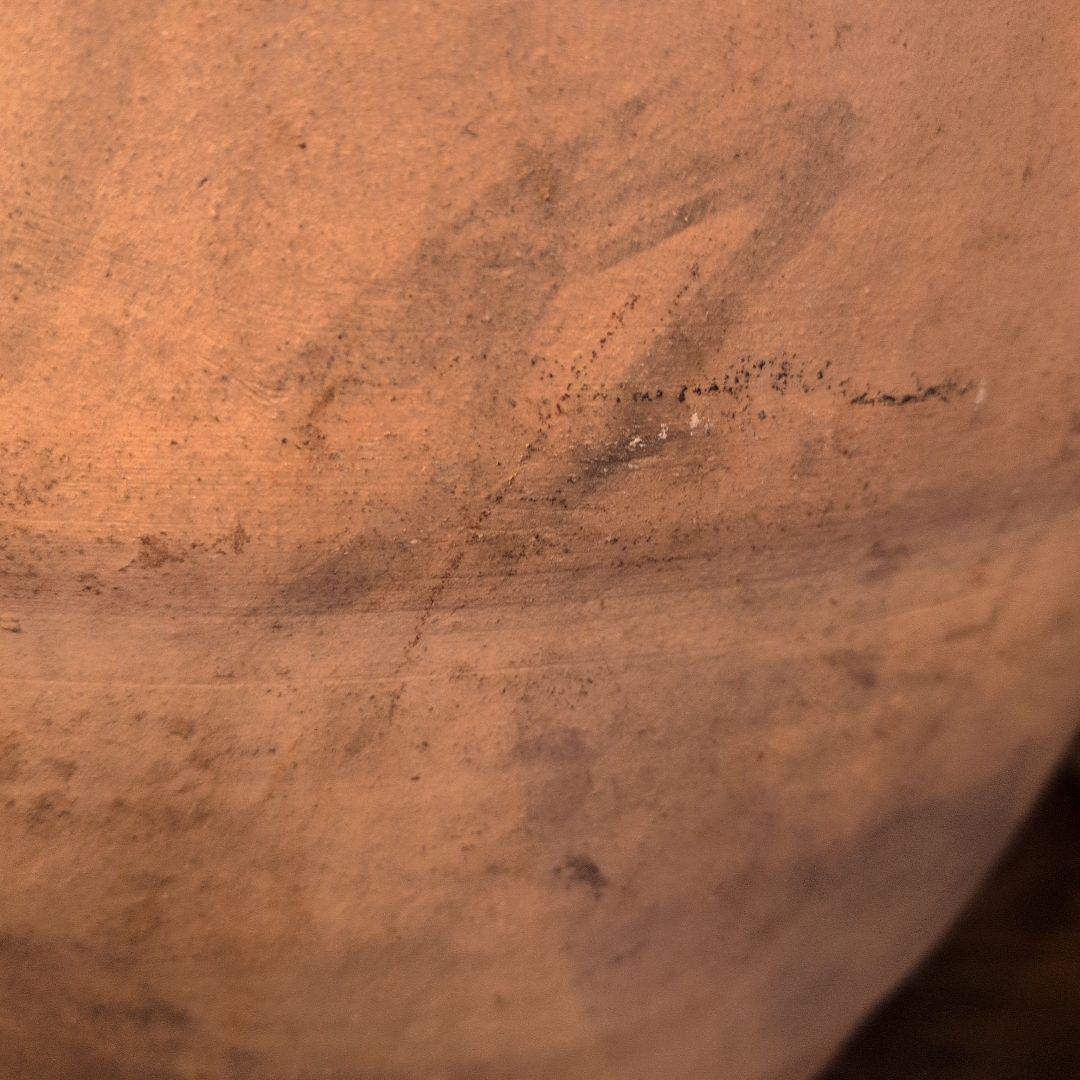 【貴重品】陶器の壺 縄文時代手書き模様 ベージュ