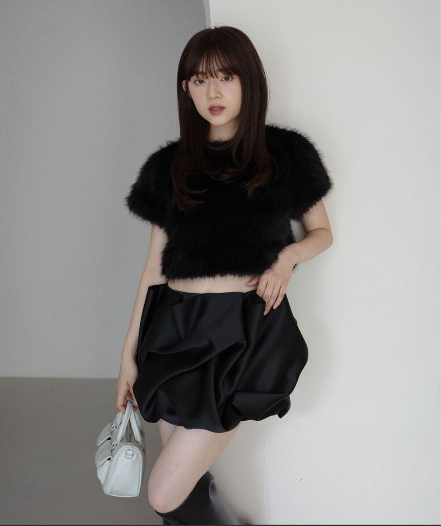 EIMY ISTOIRE ドレープバルーンミニスカート黒