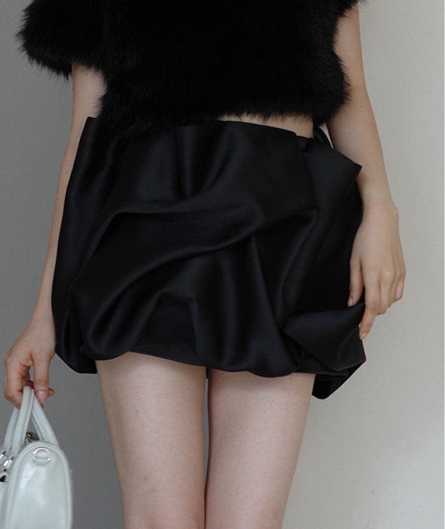 EIMY ISTOIRE ドレープバルーンミニスカート黒