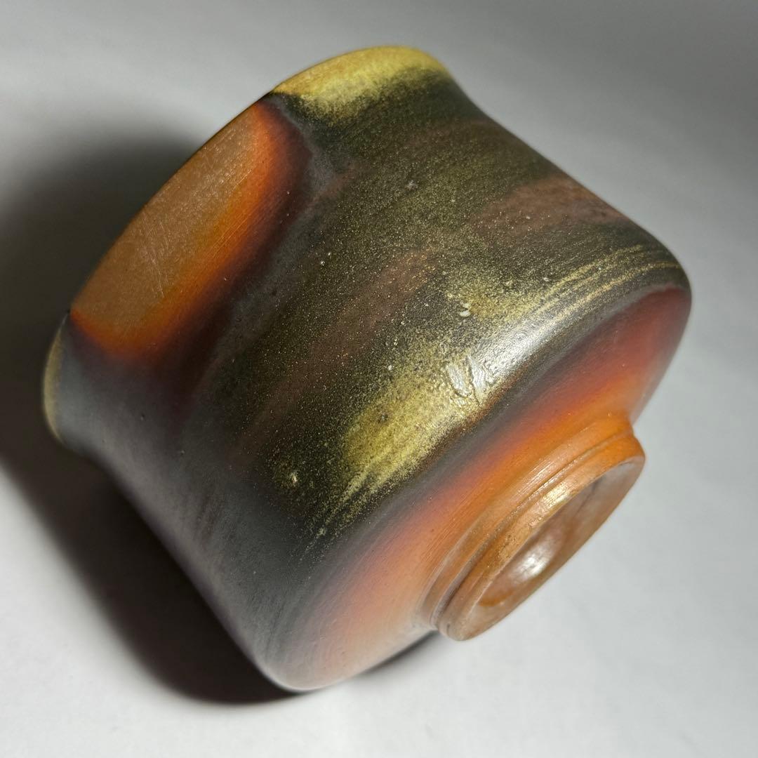 ◆ 【徳田陶春】作 備前茶碗 四方桟共箱 共布 栞 茶道具 未使用品 本物保証◆