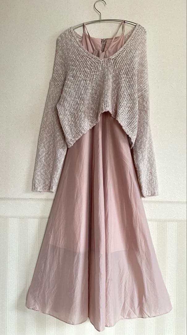 スナイデル スラブニットセットシアーワンピース ピンク 1