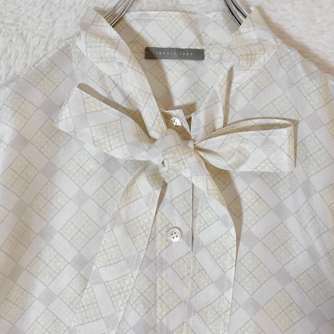 美品✨セオリーリュクス シルク ボウタイブラウス とろみシャツ シルク100%