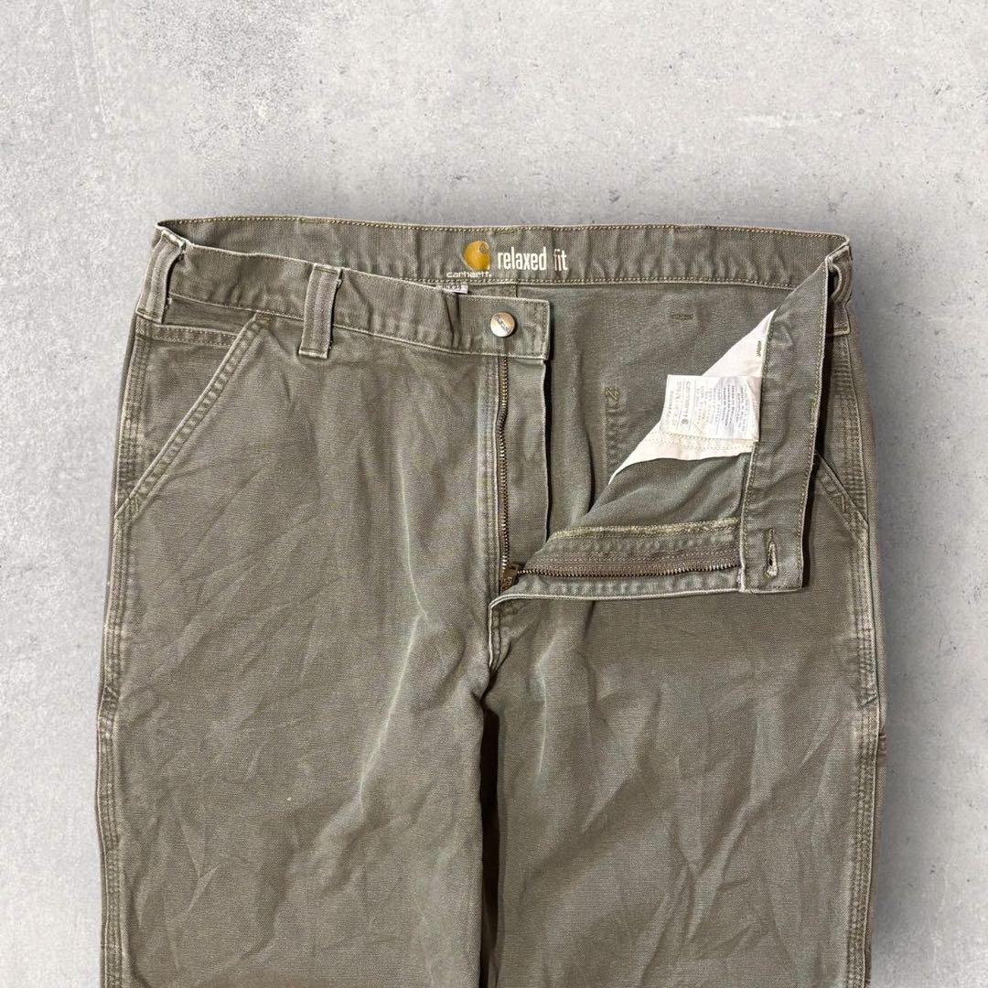 【カーハート】ペインターパンツ　ワークパンツ　モスグリーン　36×34