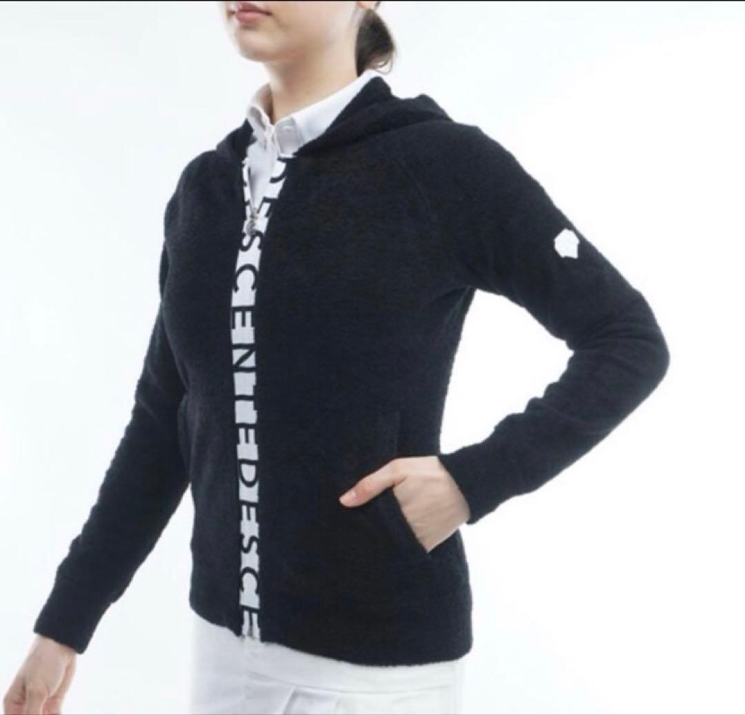 デサント　モールニットパーカー　ジップアップ　ブラック