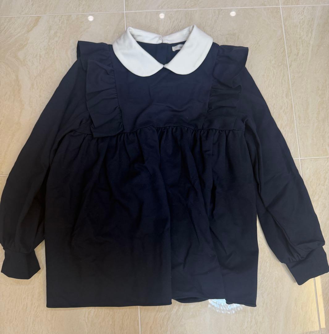 yori ネイビー フリル付きシャツ