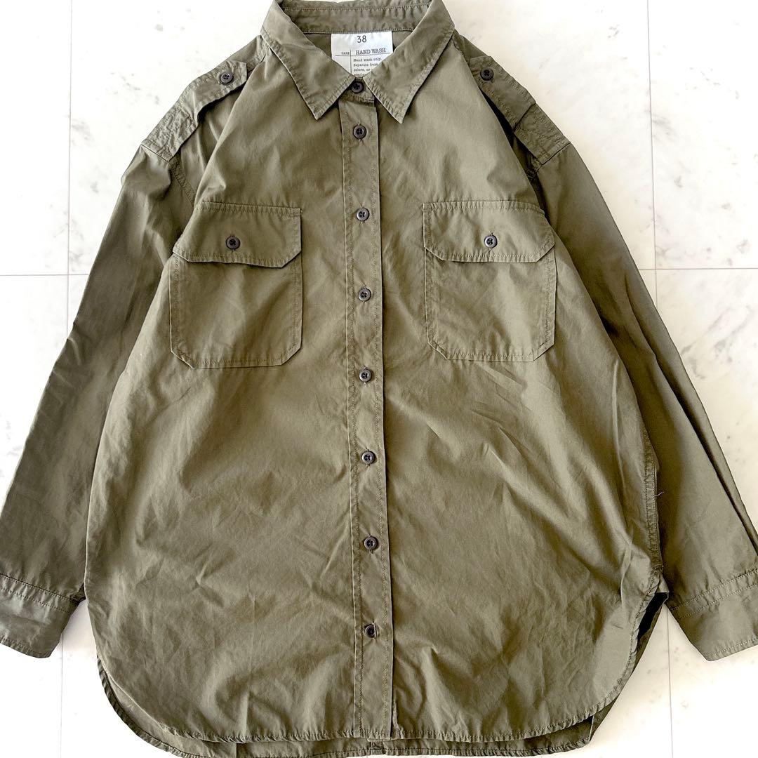 人気 ドゥーズィエムクラス オーバーサイズ ミリタリー シャツ カーキ長袖