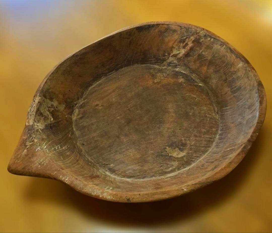 プリミティブ アンティーク ウッドボウル　トレイ　木製　ビンテージ