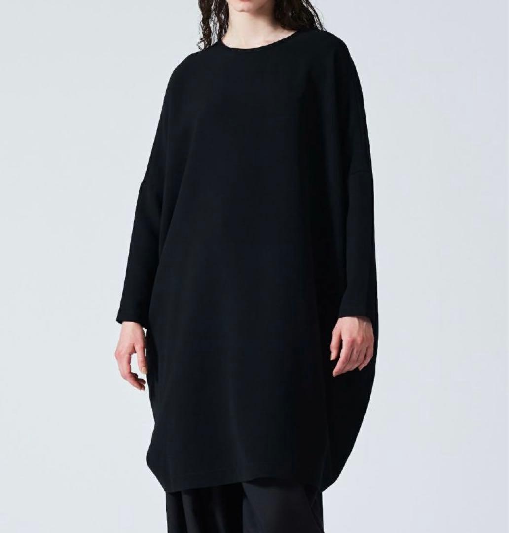 美品ミズイロインド ワイドコクーンワンピース 黒定番人気 セレモニー ゆったり