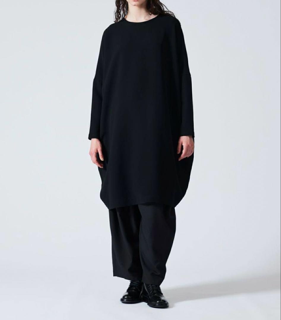 美品ミズイロインド ワイドコクーンワンピース 黒定番人気 セレモニー ゆったり