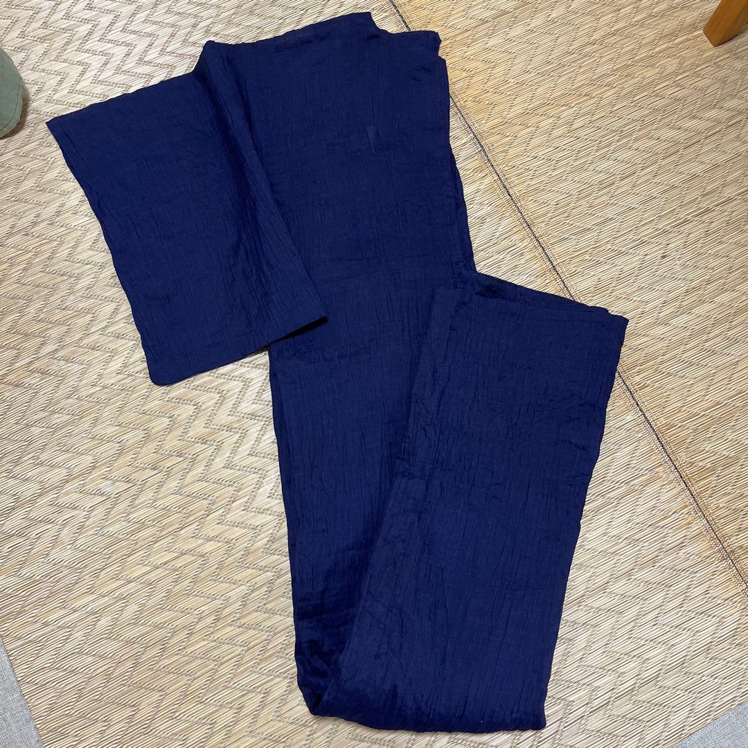 美品　小千谷ちぢみ　麻　鉄紺　身丈157身幅広め