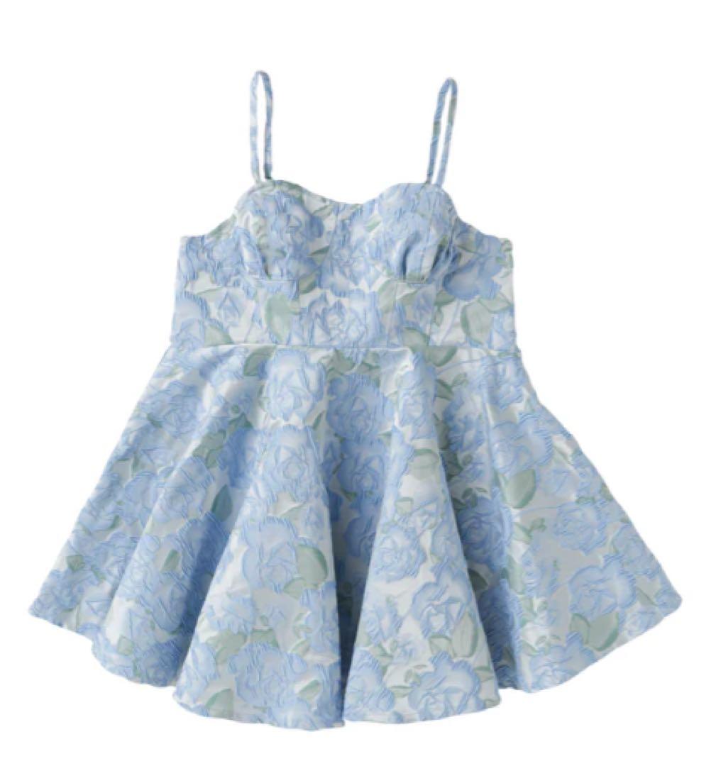 トップス jacquard flare cami tunic (blue flower)