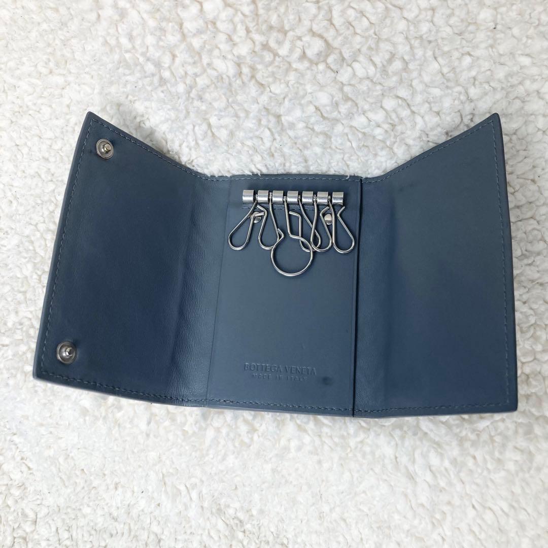 美品BOTTEGA VENETA 6連キーケース マキシイントレチャート グレー